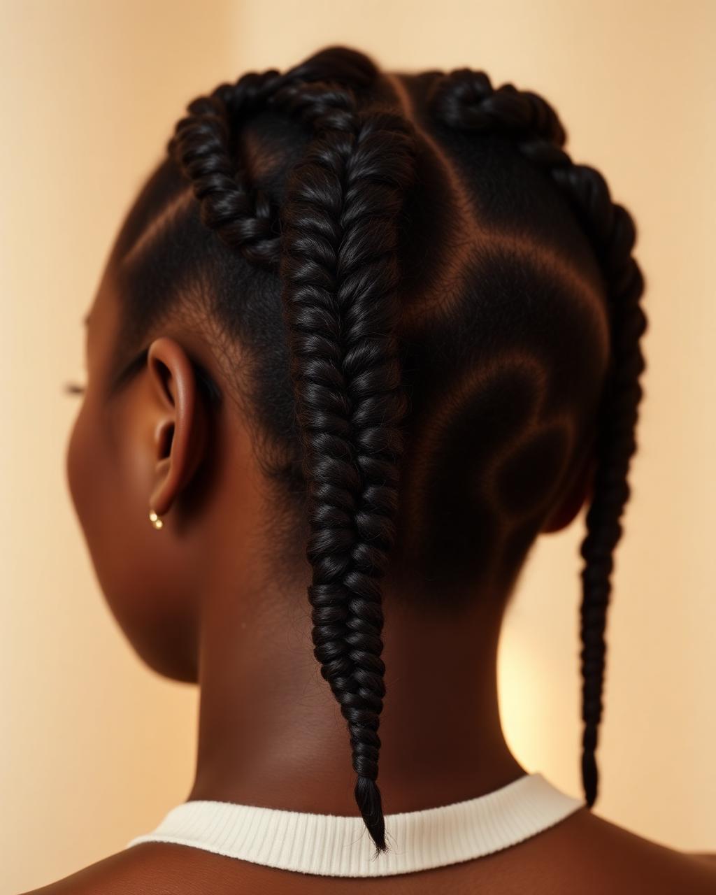 Placeholder image: neat knotless braids photographed from behind — replace with portfolio photograph